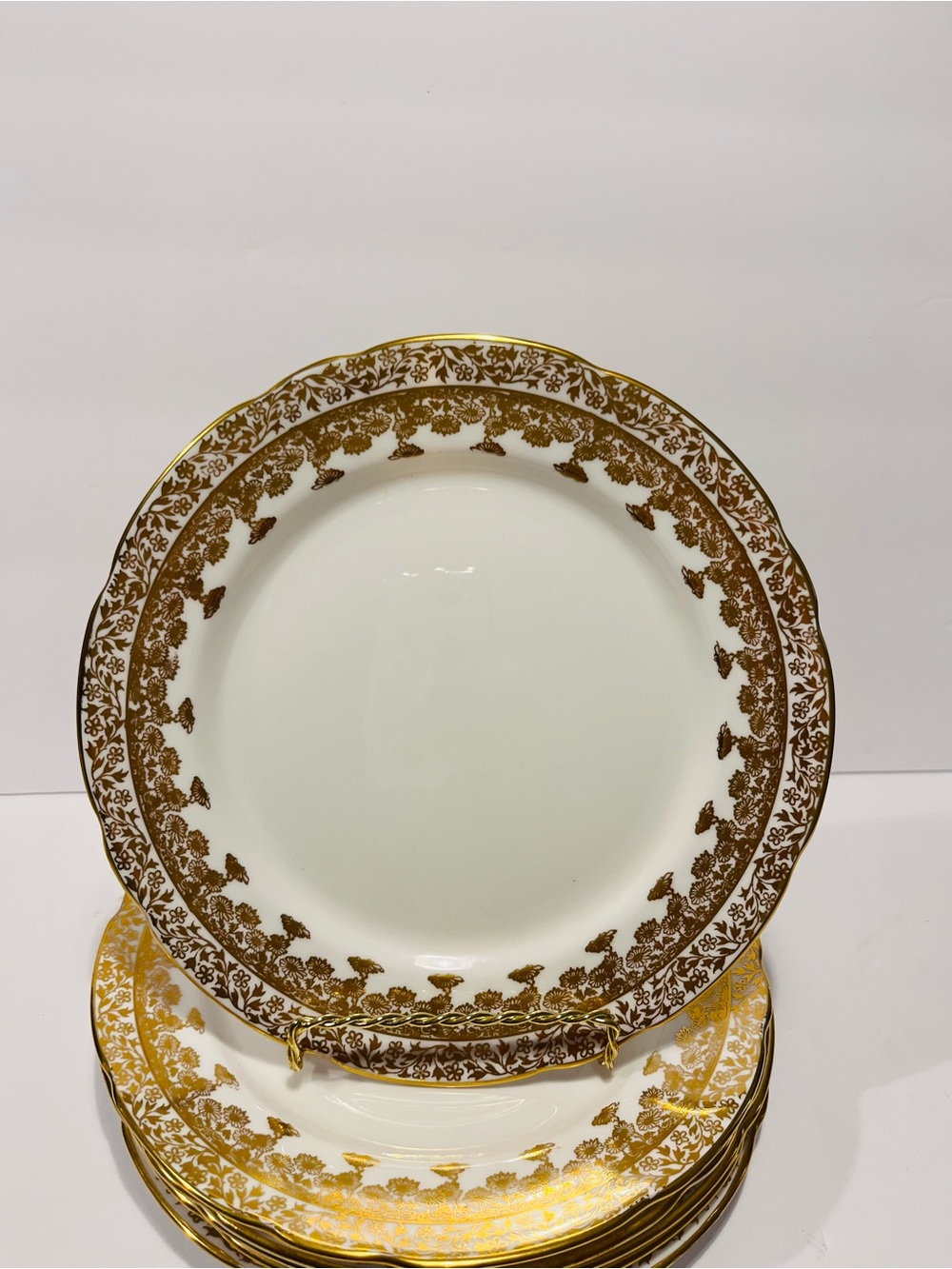 Very Rare Royal Stafford Gold Regent Filigree Bread & Butter Plates Set of 6